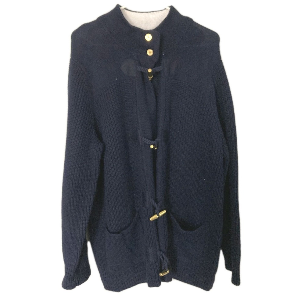 Lauren Ralph Lauren Cardigan Sweater Women 3X Navy Toggle Mock Neck Pockets NWT